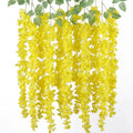 mizii 6Pcs Yellow Wisteria Hanging Flowers 48" Silk Wisteria Artificial Flowers Garland Vines Fake Hanging Flowers Decoration for Wedding Flower Wall Backdrop Centerpieces Party Room Decor (Yellow) by Mizii