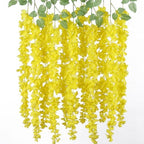 mizii 6Pcs Yellow Wisteria Hanging Flowers 48" Silk Wisteria Artificial Flowers Garland Vines Fake Hanging Flowers Decoration for Wedding Flower Wall Backdrop Centerpieces Party Room Decor (Yellow) by Mizii