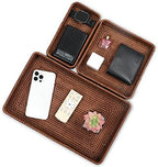 YANGQIHOME Rattan Serving Tray Set of 3, Rectangular Woven Tray, Natural Wicker Decorative Serving Tray, CoffeeTabletop Vanity Organizer, Bathroom Kitchen Counter,Dark Brown - Image 6