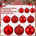 2 Pcs 6 ft Christmas Ball Ornament Garland, Mixed Red - Image 2