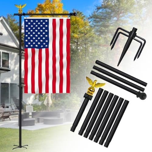 10FT Adjustable Garden Flag Pole Stand with Eagle Top for Outdoor by Luckupper