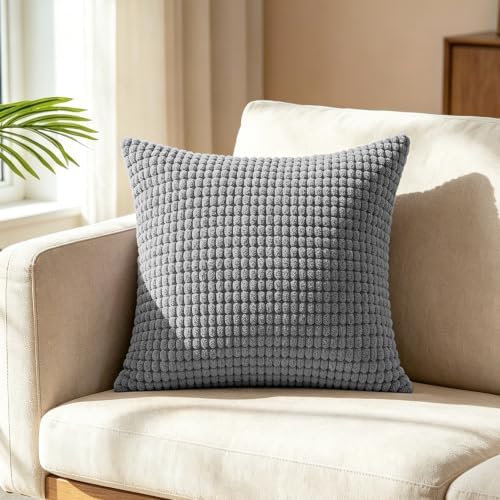 CaliTime Decorative Couch Throw Pillow Covers 24 X 24 Inches Medium Grey - Image 3