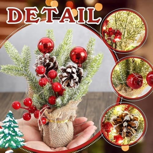 YLOLUL 6 Pcs Mini Christmas Tree Table Decorations Artificial Small Christmas Trees for Farmhouse Christmas Centerpiece Table Decoration for Kitchen Table Decor (6, Classics, Mini) - Image 3