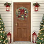 Sggvecsy 20 Inch Artificial Christmas Wreath for Front Door with Pine Needles Red Berries Pine Cones Buffalo Plaid Bow Christmas Ball Decorations for Winter Wall Outdoor Home Holiday Xmas Decor - Image 3