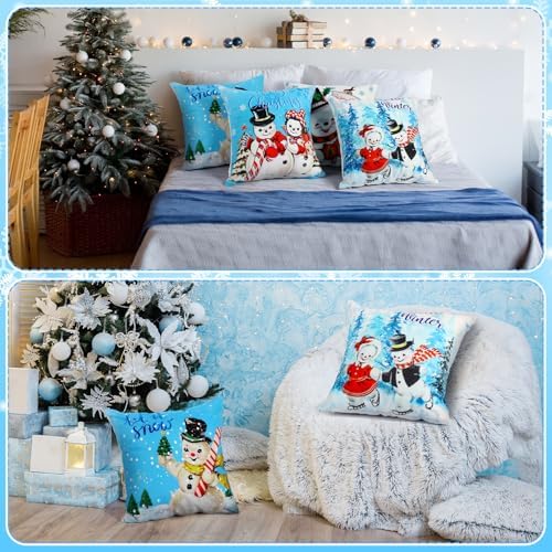 GlikCeil Set of 16 Halloween Pillow Covers 18 x 18 Inch Holiday Throw Pillow Covers Christmas Winter Fall Seasonal Pillowcases Decorative Cushion Pillowcases for Farmhouse Home Couch Sofa Decor - Image 4