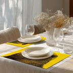Shrahala Cute The Bear in Mineral Yellow Placemats, Face Background Table Mat Linen Burlap Washable Double-Deck Heat Insulation for Dining/Kitchen Table Set of 6 (12 X 18 Inch) - Image 4