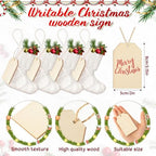 Suhine 36 Set Mini Christmas Knitted Stockings 6'' Neutral Christmas Stocking Rustic Modern Farmhouse Xmas Tree Decor with Wooden DIY Tags Gifts Bulk for Holiday Mantel Party Favor(White) - Image 3