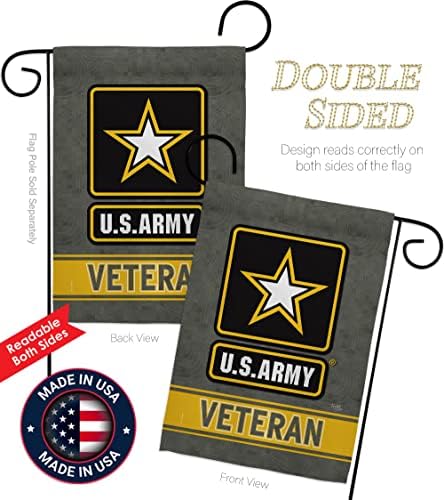 US Army Veteran Garden Flag - Set with Stand Armed Forces Rangers United State American Military Retire Official - House Decoration Banner Cemetery Yard Rememberance Veterans Day Gifts Made in USA - Image 3