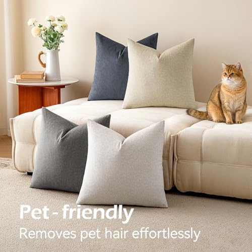 a moment Waterproof Throw Pillow Covers Set of 4,24x24 Inch Outdoor Stain Resistant Pet Friendly Pillowcases Cushion Covers for Patio Sofa and Living Room,Soft Charcoal - Image 6
