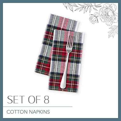 Christmas Classic Holiday Plaid Napkin Set of 8, Multicolor - 17" W x 17" L - Image 7