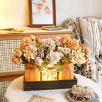 Mason Jar Centerpiece with Wood Tray – 3 Jars Orange & Beige Chamomile - Image 6