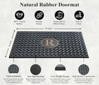 A1HC Natural Rubber Front Door Mat 24x39 inches, Monogrammed Doormat for Entryway, Heavy Duty Shoe Scraper Welcome Mat for Porch, Patio & Outside Entrance - Black - Image 3