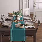 Smile Sunflower Turquoise Table Runner, Burlap Table Runners 120 inches Long,Farmhouse Style Solid Color Table Runner for Wedding Holiday Party Dinner,Dresser Scarf Decor - Image 4