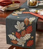 DII Fall Table Décor Embroidered Tabletop for Thanksgiving Dining, Table Runner, 14x70, Autumn Leaves - Image 3