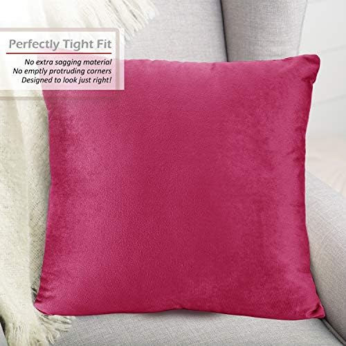 Nestl Throw Pillow Covers, Cozy Velvet Decorative Autumn Pillow Covers 22 x 22 Inches, Soft Solid Couch Pillow Covers for Sofa, Bed and Car, Set of 2 - Hot Pink - Image 4