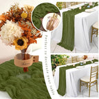 16 Pack Olive Green Cheesecloth Table Runners, 20x120 Inch - Image 6