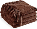 Chenille Throw Blanket for Couch 50" x 60", Dark Brown by LONGCREATE