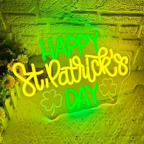 Happy St Patrick's Day Neon Sign, Dimmable Wall Decor LED Neon Light Green Holiday Theme Room Decor for USB Led Sign for Bedroom Living Room Wall Art Party Birthday Kids Room - Image 2