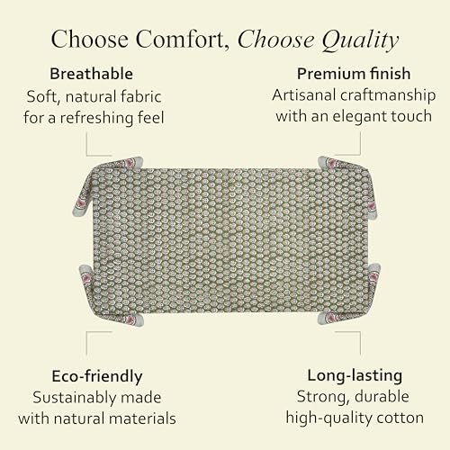 CPC Tablecloth 100% Cotton 72x140 Inch Indian Block Print Easter Rectangle Table Cover, Table Cloth for Weddings, Parties- Jade Green 12-Seater - Image 6