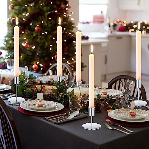 Sieral Candle Holders Bulk Taper Candlesticks Holders Set Modern Decorative Metal Candelabras for Wedding Anniversary Home Dinning Table Centerpiece Xmas Party Decor(Silver,24 Pcs) - Image 4