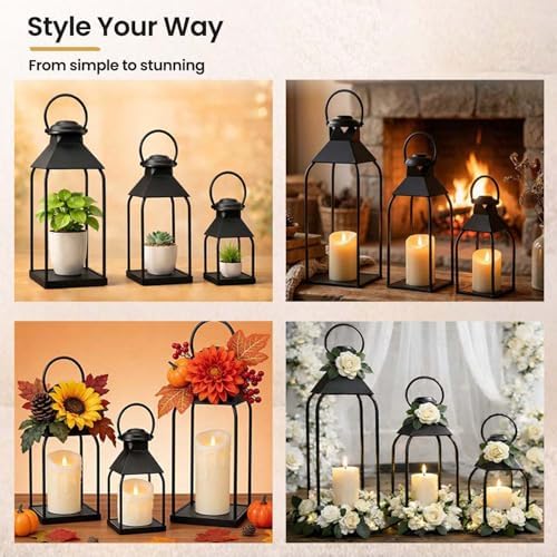 Decorative Metal Lanterns Indoor Outdoor, Set of 3 Outdoor Candle Holder - Image 6