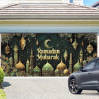 ANNA QUEEN Ramadan Mubarak Garage Door Banner 6x13FT, Islamic Mosque Moon Lantern Garage Door Cover, Large Outdoor Eid Ramadan Decoration Backdrop for Double Garage Doors, Home, Fence, Wall & Party Photo Booth - Image 2