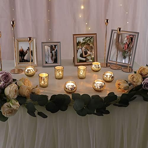 24 Pcs Assorted Gold Votive Candle Holders, Mercury Glass Tea Lights Holder - Image 4