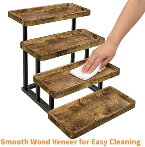 4 Tier Cupcake Stand, 15.7" Large Wooden Serving Tray - Image 5