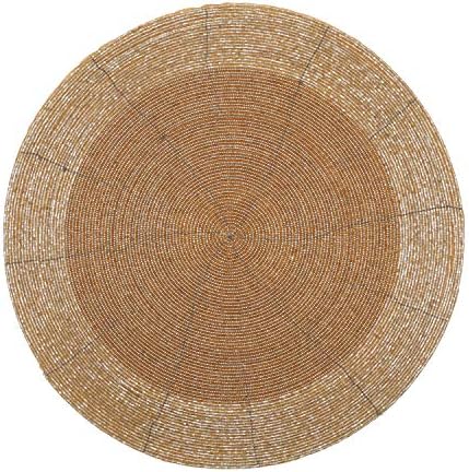 Beaded Placemats for Dining Table Dia 13" Gold Tonal Set of 4 - Image 7