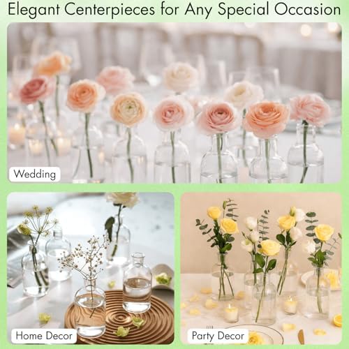 YOUEON 16 Pack Clear Glass Bud Vases, Small Bud Vases in Bulk, Glass Flower Vases for Centerpieces, Vintage Decorative Bottle Vases for Flowers, Home Decor, Wedding Reception, Office - Image 5