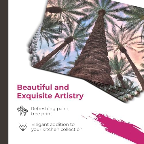 Pimpernel Palms Placemats, Set of 4 (15.7" x 11.7") – Cork-Backed Rectangles Featuring Botanical Artwork, Heat & Stain Resistant Lacquered Surface, Dining Mats & Decorative Protectors for Kitchen - Image 3
