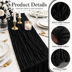 24 Pack Black Cheesecloth Table Runner 17 x 108 Inch Gauze Table Runners - Image 2