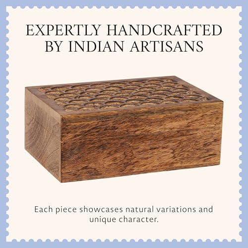 Mela Artisans Scallop Wood Box - Medium Burnt, 9x6 in - Image 4