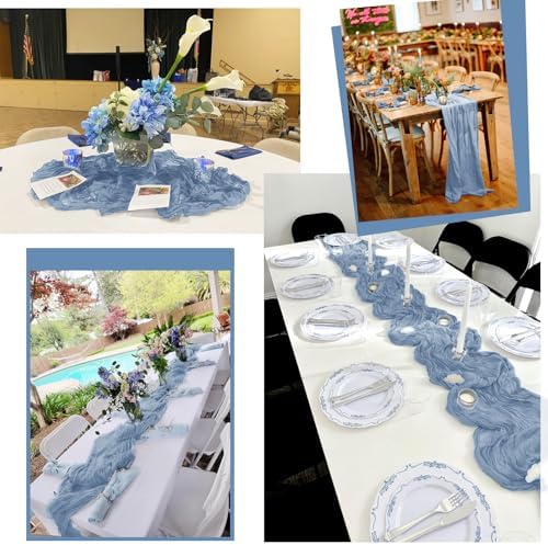 16 Pack Dusty Blue Table Runner 10FT Cheesecloth Table Runner Boho Gauze Table Runners Long Rustic Sheer Fabric Table Runners for Wedding Party Bridal Shower Farmhouse & Home Decor - Image 6