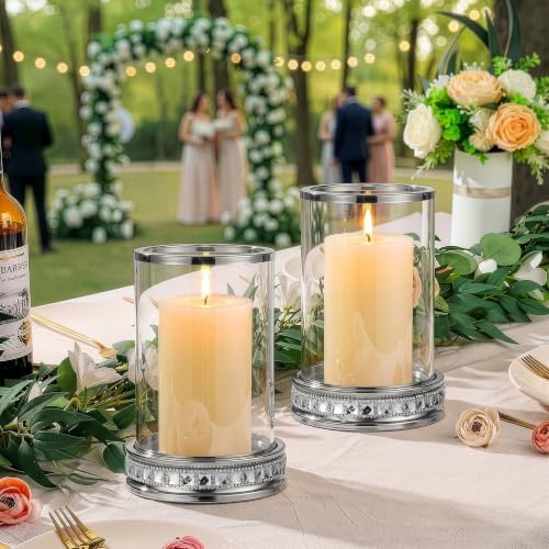 2pcs Hurricane Candle Holder, Pillar Candle Holders with Clear Glass Sleeve - Image 5