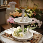 Hanobe 2 Tiered Decorative Trays Stand Boho Coffee Table Decor - Image 2