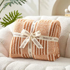 Snuggle Sac Checkered Orange Throw Blanket for Fall,Super Soft Reversible Cozy Warm Blanket for Couch Sofa Bedroom,Cute Lightweight Striped Throws for Women,Heather Orange,60x80 inches - Image 2