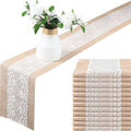 Shimeyao 12 Pcs Burlap Table Runners White Lace 11.8 x 70.9 Inch Rustic by Shimeyao