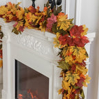 PARTY JOY 6PCS Orange Leaf Garland, 5.6Ft Halloween Garland Artificial Maple Leaf Autumn Hanging Fall Vines Thanksgiving Decorations Fall Decor - Image 5