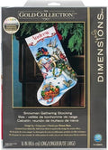Dimensions Gold Collection Counted Cross Stitch 'Snowman Gathering' Personalized Christmas Stocking Kit, White Aida, 16", 18 Count by DIMENSIONS