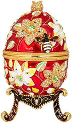 QIFU Easter Egg: Extra Large 7”, Hand Painted Enameled Decorative Hinged Jewelry Trinket Box Unique Gift for Home Decor and Collection by QIFU