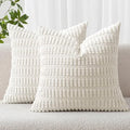 MIULEE Euro Sham Corduroy Decorative Throw Pillow Covers 24x24 Pure White by MIULEE