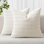 MIULEE Euro Sham Corduroy Decorative Throw Pillow Covers 24x24 Pure White by MIULEE