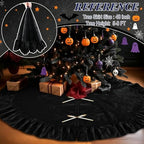 48 Inches Velvet Halloween Tree Skirt Decorations Black Luxury Xmas Fur Plush Skirts for Halloween Merry Christmas Party Rustic Vintage Holiday Home Winter - Image 3
