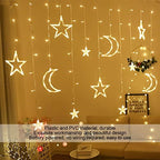 Gavigain Star Moon Curtain String Lights, 10ft 126 LED Ramadan Outdoor Lights with Steady/Flashing Modes for Halloween, Christmas, Camping, Patio Decor - Image 3