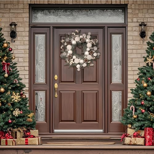 Valery Madelyn 20" Pre-Lit Christmas Wreath for Front Door with Lights - Image 4