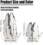 Silver Ceramic Vase 6.1 Inch, Modern Chrome Feather Decorative Vase - Image 4