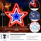4th of July Patriotic Decorations Red White and Blue Memorial Day Decor Star Neon Sign 12.2 In Acrylic Star Lights for Independence Day Fourth of July Decor for Home Holiday Decor - Image 2