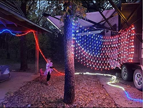 American Flag String Lights, Waterproof Led Flag Net Light, with 420 Super Bright LED, for Yard Garden Decoration, Festival, Holiday, Party Decoration,Christmas Decorations (Plug in Power) - Image 5