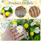 Lemon Hanger Basket Wreath for Front Door 15" Summer Basket Wreath Artificial Green Leaves with White Daisy Wreaths Baskets for Indoor Farmhouse Porch Entryway Wall Garden Home Decor - Image 3